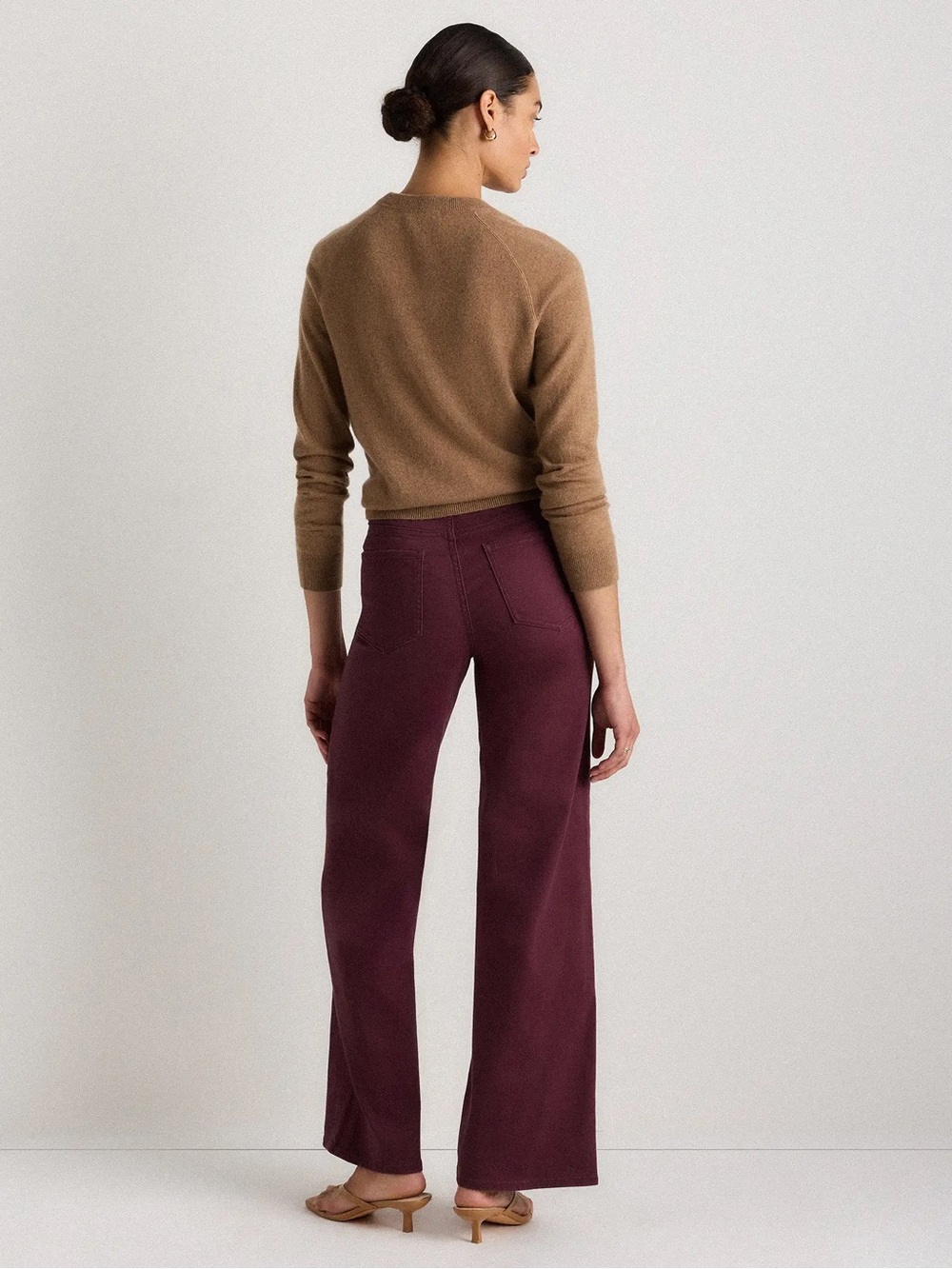 NWT Quince Bella Stretch Wide Leg Jeans Wine Tasting Red 25 - Picture 2 of 7
